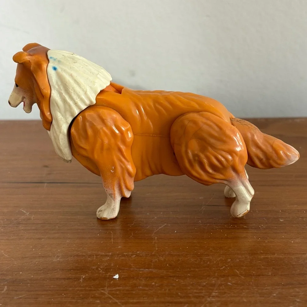 Vintage Fisher Price Adventure Series Collie Dog Action Figure Orange 1970s